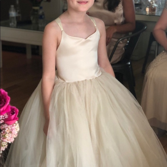 Champagne colored flower girl dress. - Picture 4 of 4
